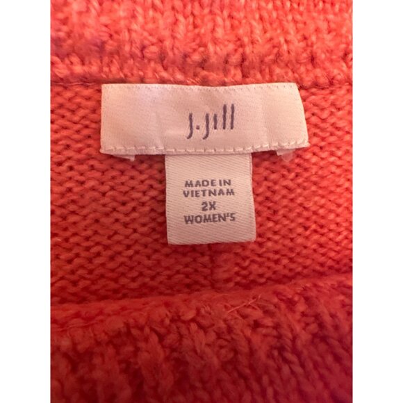 J.Jill Womens 2X Coral Knit Sweater 3/4 Sleeve Slouchy Minimalist Cotton Blend - Picture 2 of 5